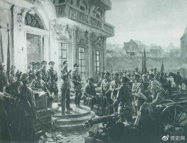 1927年8月1日，南昌起义爆发,标志着中国共产党独立领导革命战争、创建人民军队和武装夺取政权的开端，开启了中国革命新纪元。这是《八一起义》油画。